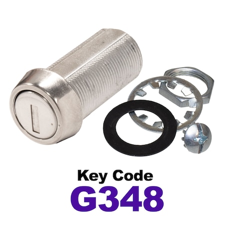 Global RV SS Compartment Lock, Cam/Blade Style, 1-3/8in Threaded Barrel, Keyed to G348, Blades not Included CLB-348-138-SS